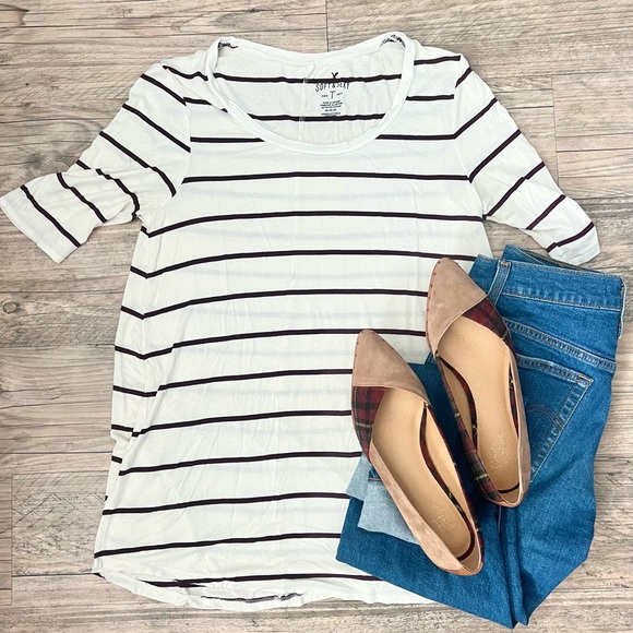 Burgundy Striped Tee - Picture 1 of 7
